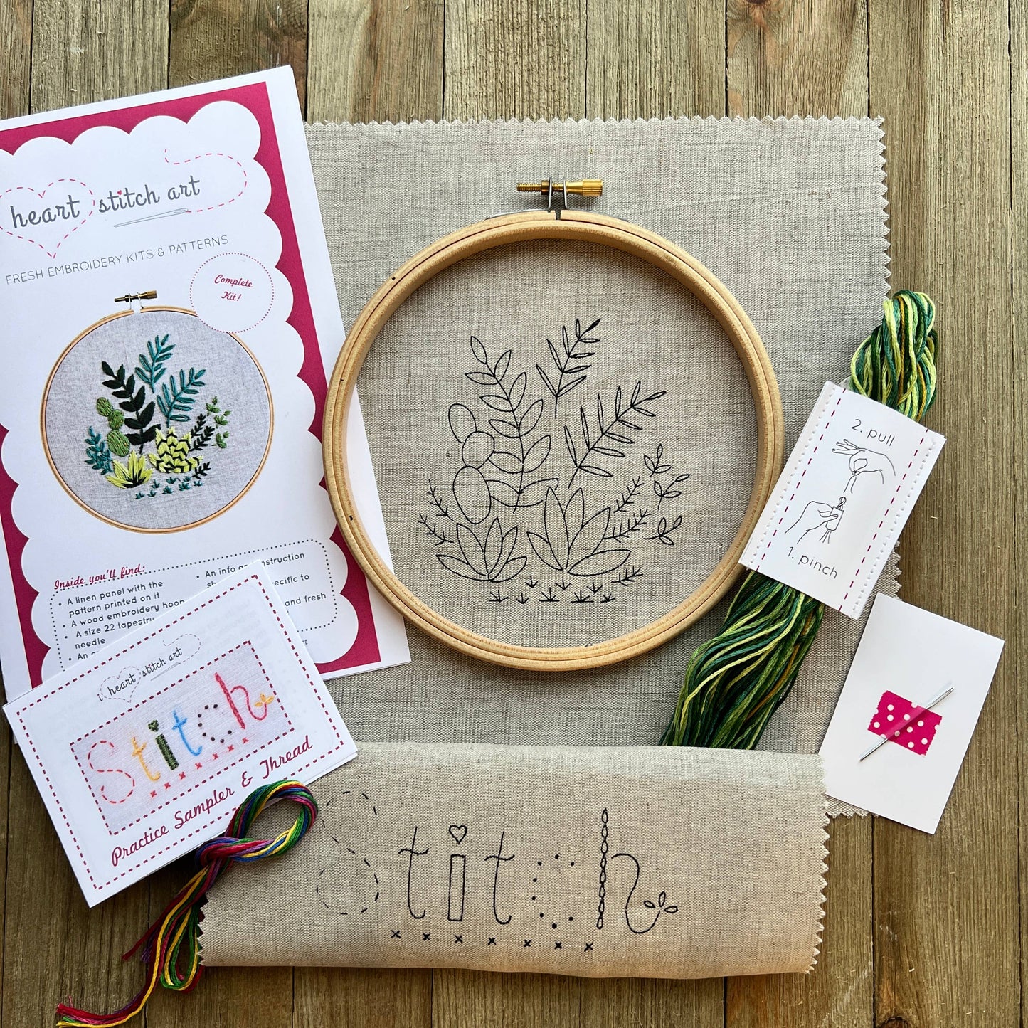 Houseplants Embroidery Kit: Linen
