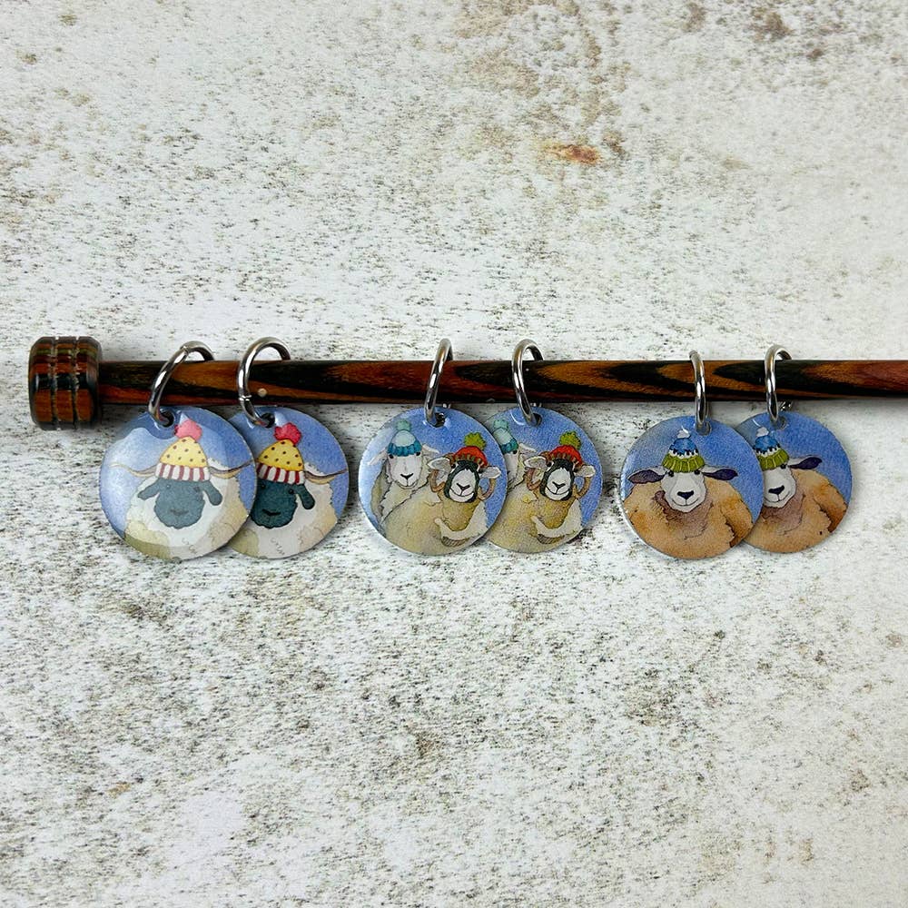 Happy Sheep Stitch Markers In A Pocket Tin