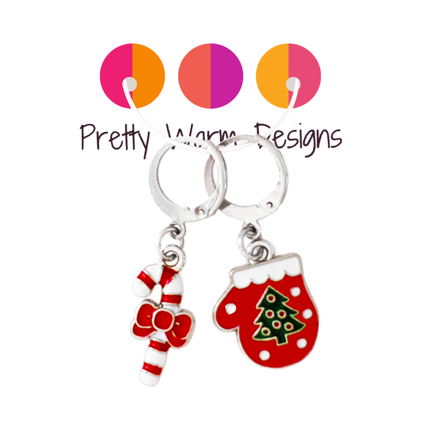 Candy Cane + Mitten Christmas Crochet Stitch Marker Duo