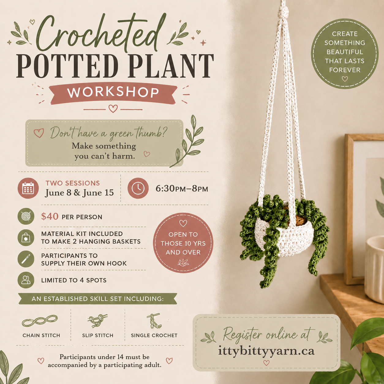 Crocheted Potted Plant Workshop