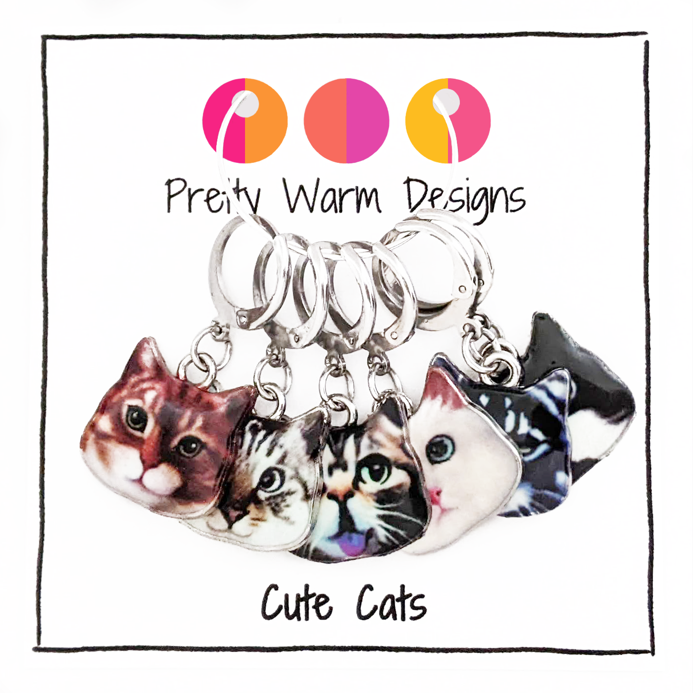 Cats Locking Stitch Markers - Set of 6