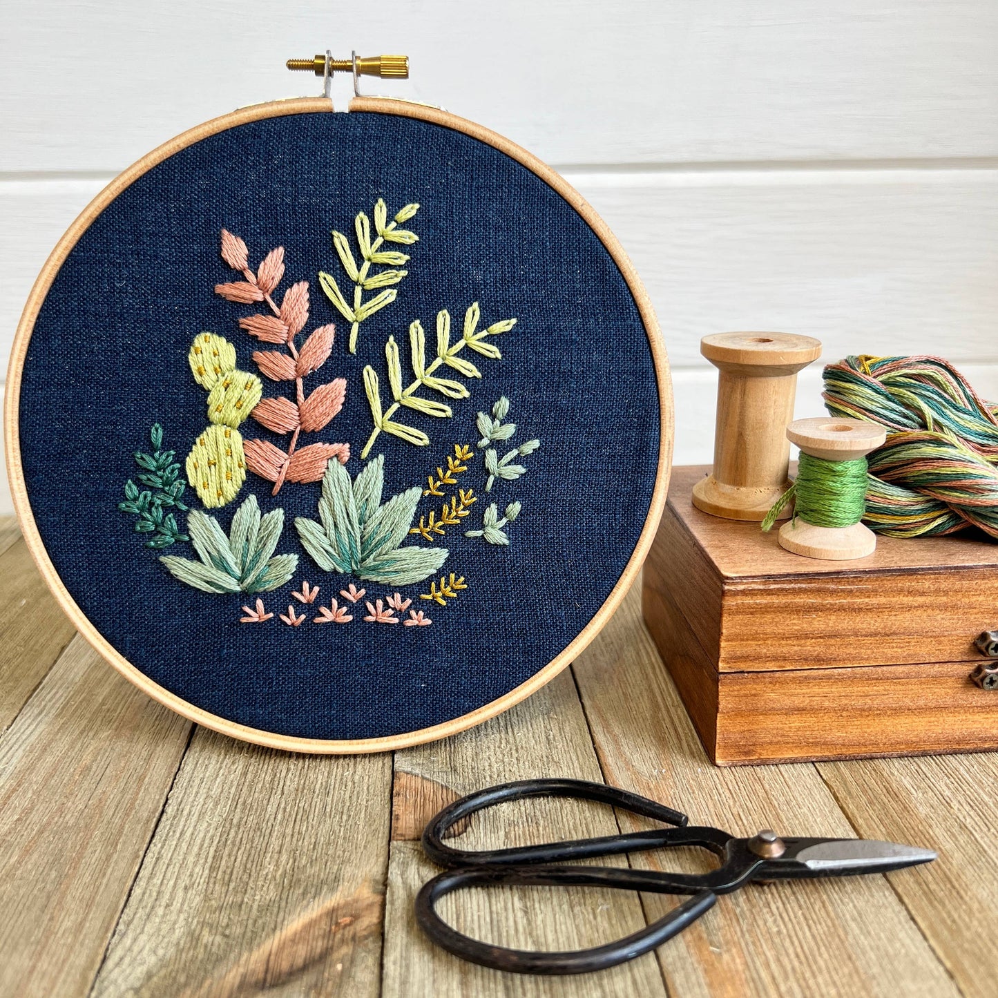 Plants Embroidery Kit: Navy
