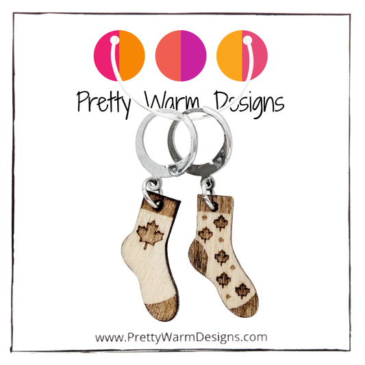 Maple Leaf Socks Locking Stitch Marker Duo | Handmade