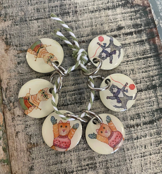 Kittens In Mittens Stitch Markers (Set of 6)