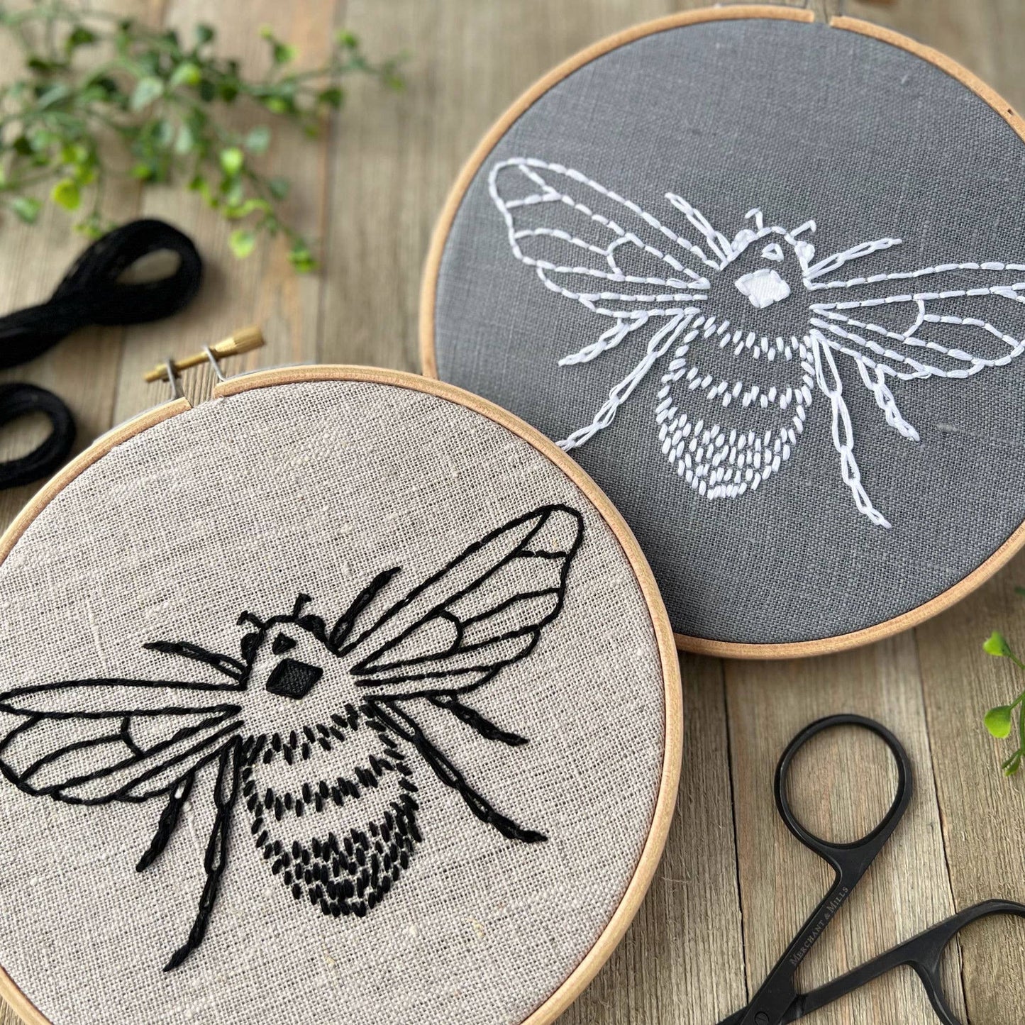 Bee Embroidery Kit: Natural/Black
