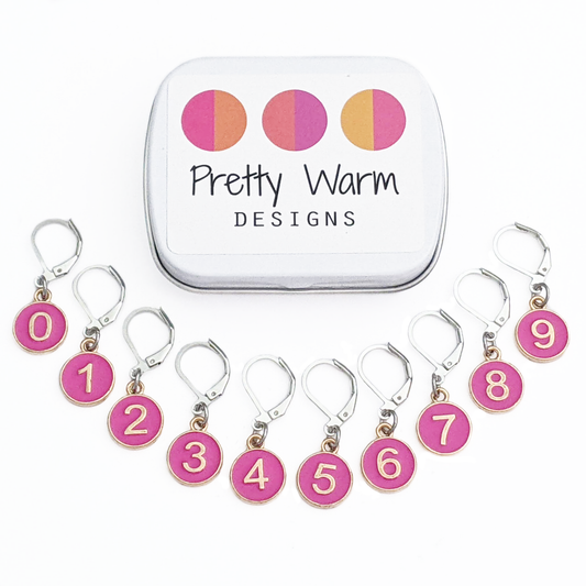Numbers Locking Stitch Markers - Set of 10 with Storage Tin: Dusky Rose