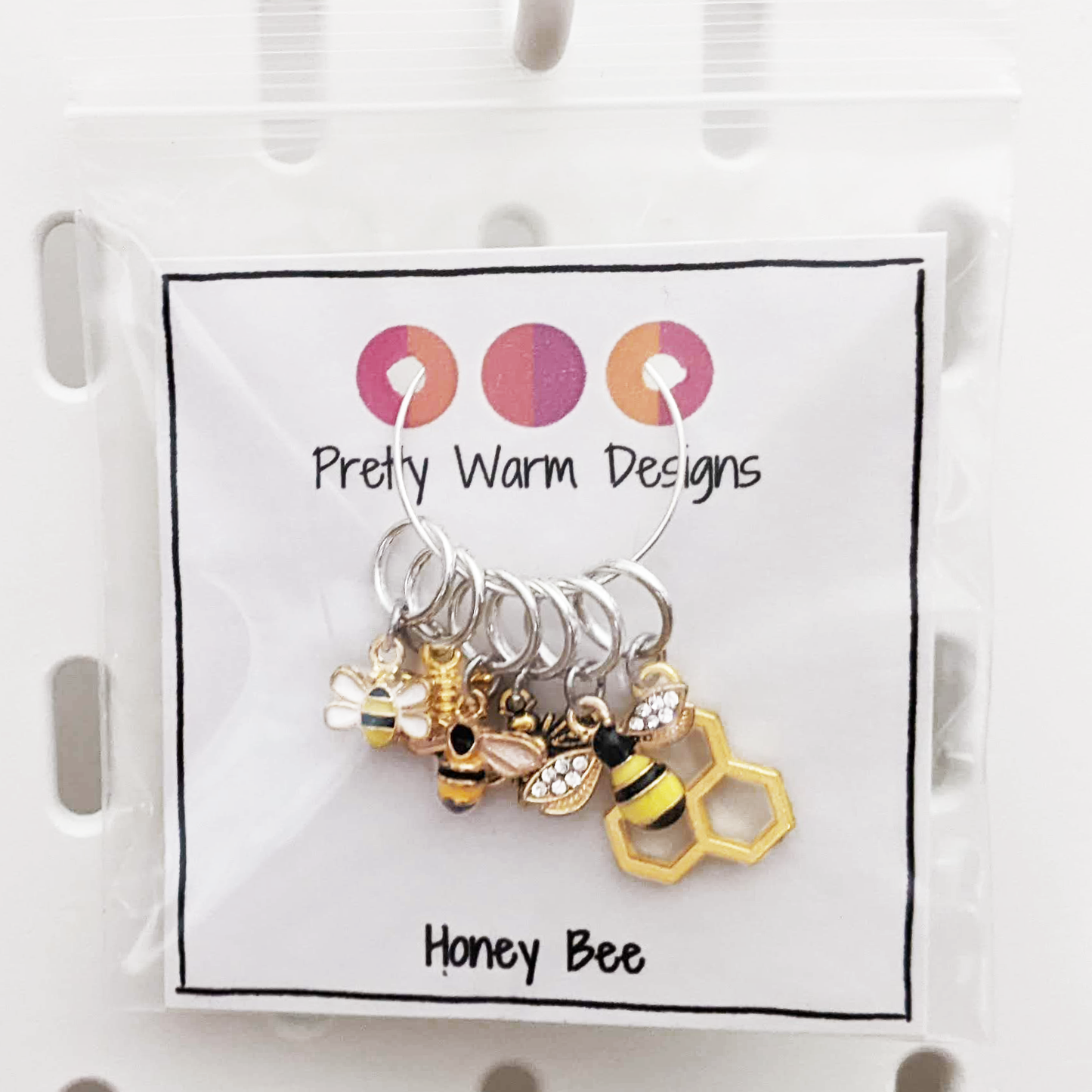 Honey Bee & Honeycomb Stitch Marker Set of 6: Set of 6