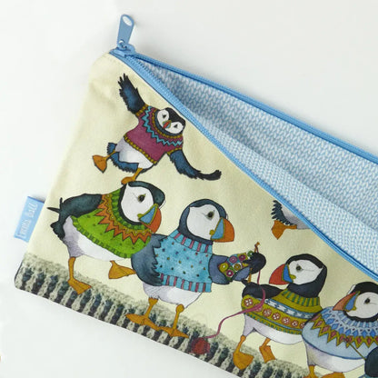 Woolly Puffins Long Project Bag