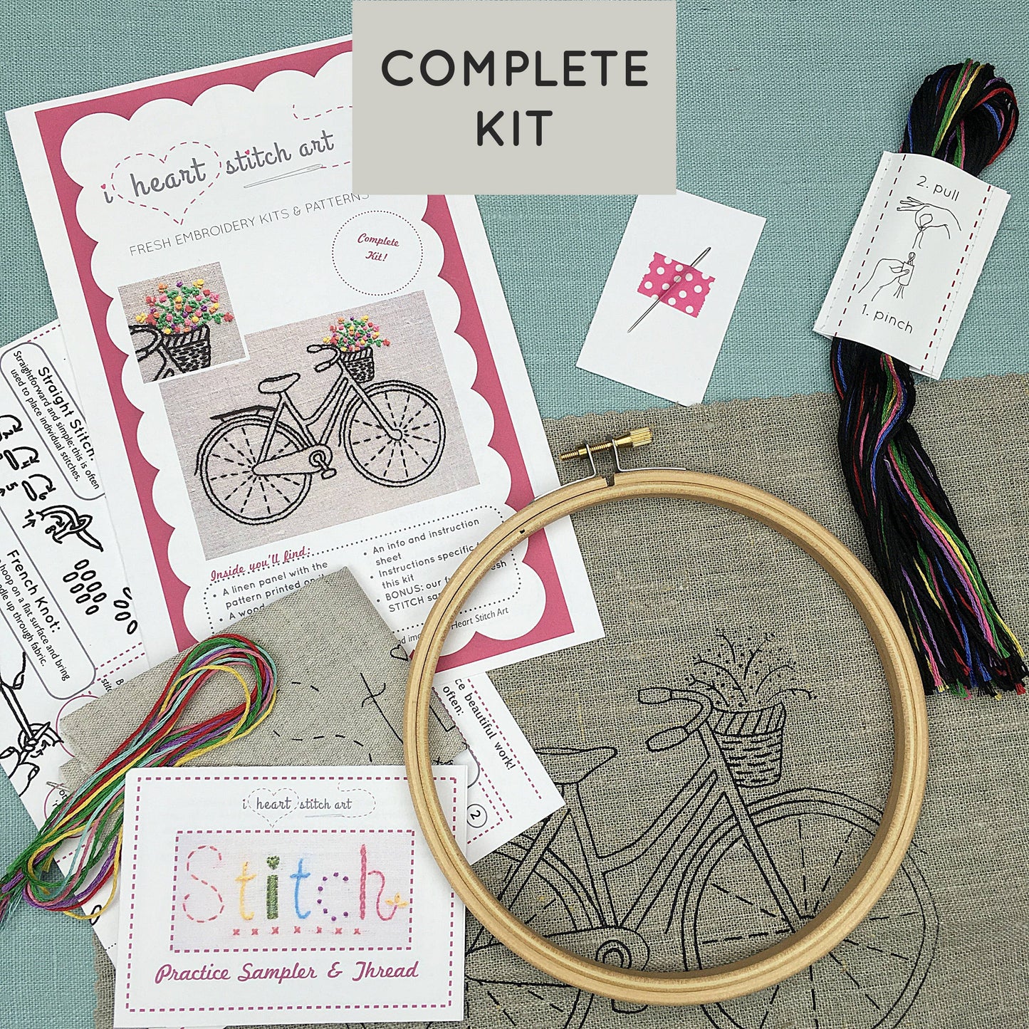 Bicycle Embroidery Kit: Natural