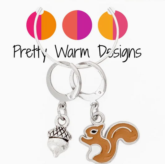 PWD - Squirrel and Acorn - Stitch Marker Duo