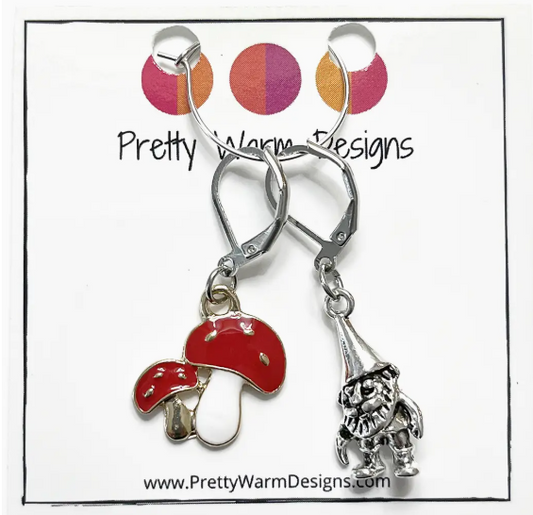 PWD - Gnome and Toadstool - Stitch Marker Duo