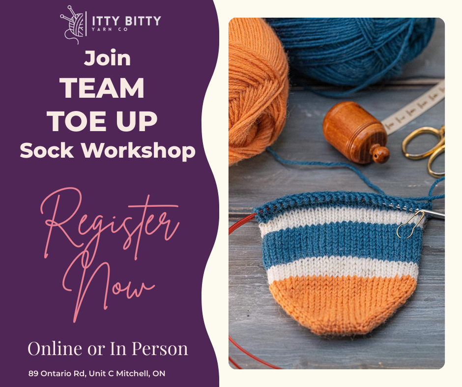 WEEKEND Team Toe Up Sock Workshop - January 24 & February 7  1pm to 3pm