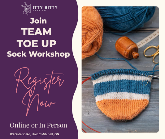 WEEKEND Team Toe Up Sock Workshop - January 24 & February 7  1pm to 3pm