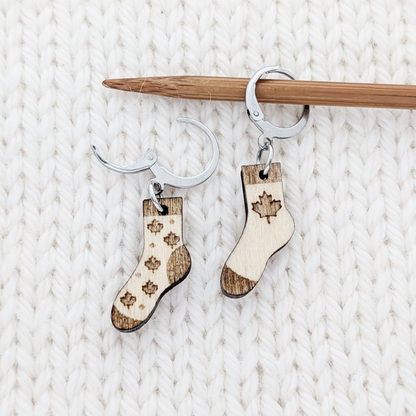 Maple Leaf Socks Locking Stitch Marker Duo | Handmade
