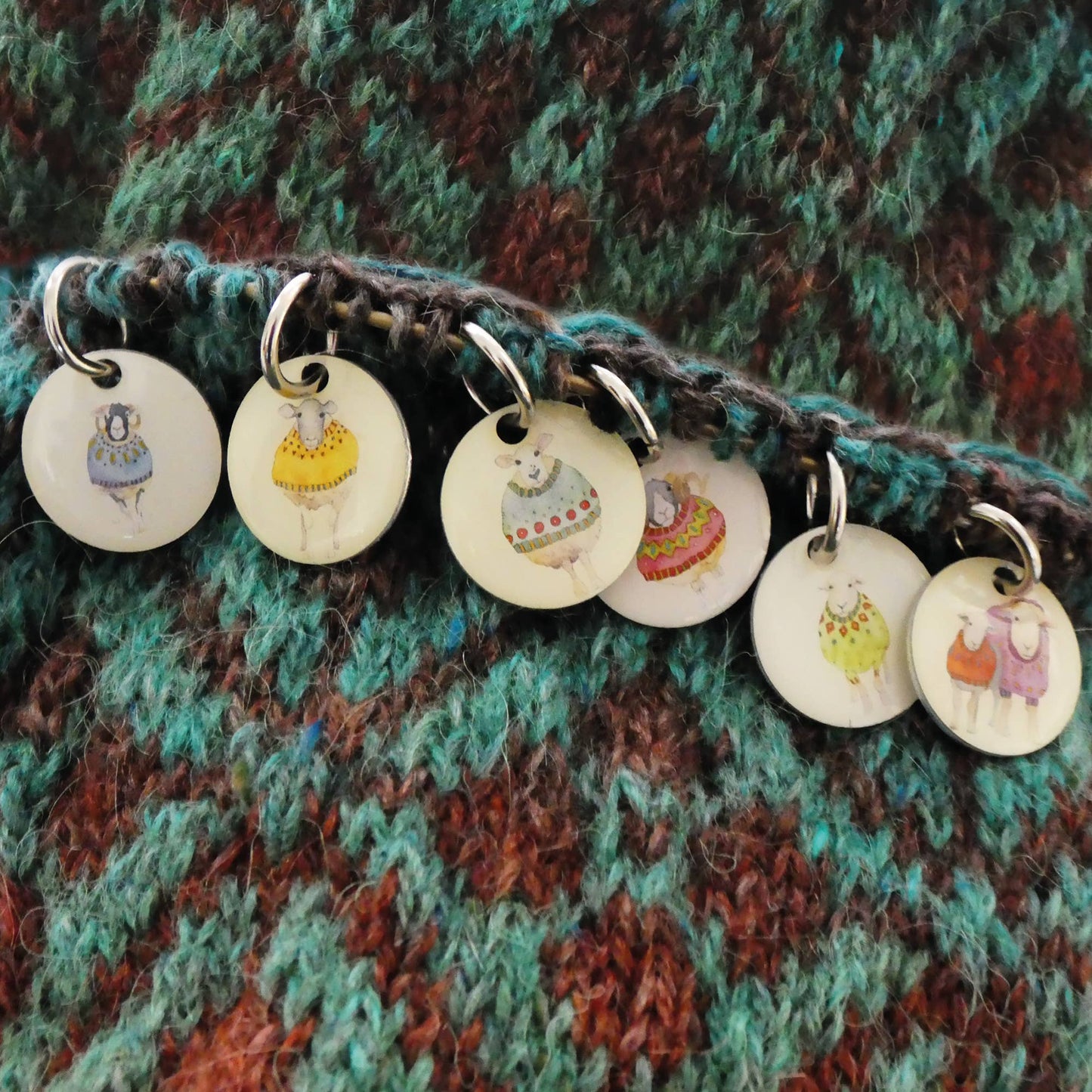 Sheep In Sweaters II Stitch Markers In A Pocket Tin