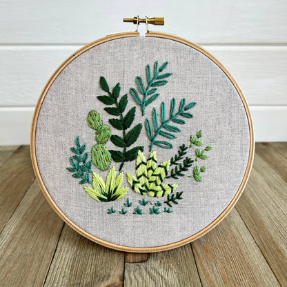 Houseplants Embroidery Kit: Linen