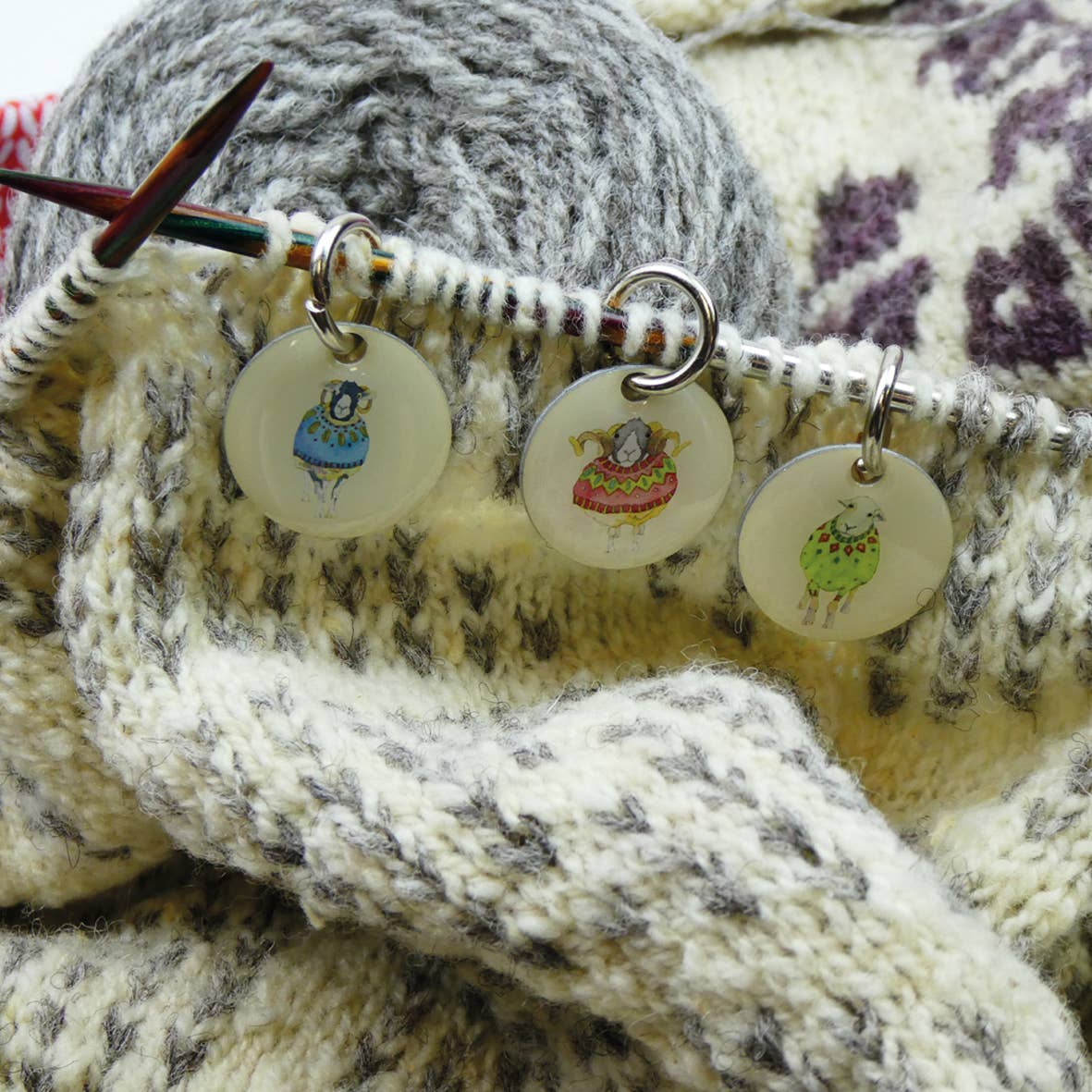 Sheep In Sweaters II Stitch Markers In A Pocket Tin