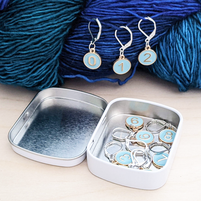 Numbers Locking Stitch Markers - Set of 10 with Storage Tin: Dusky Rose