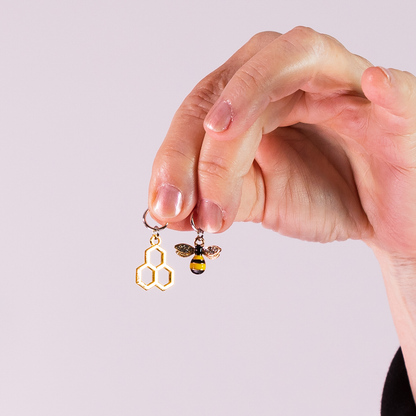 Honey Bee & Honeycomb Stitch Marker Set of 6: Set of 6