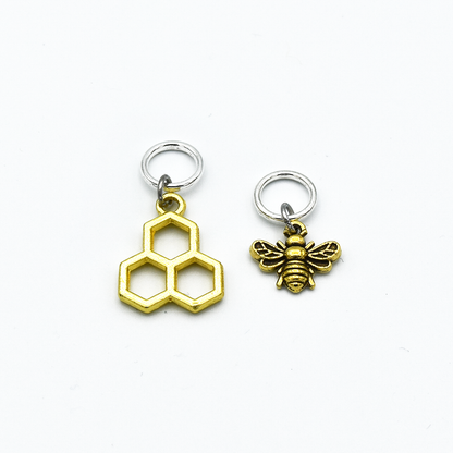 Honey Bee & Honeycomb Stitch Marker Set of 6: Set of 6