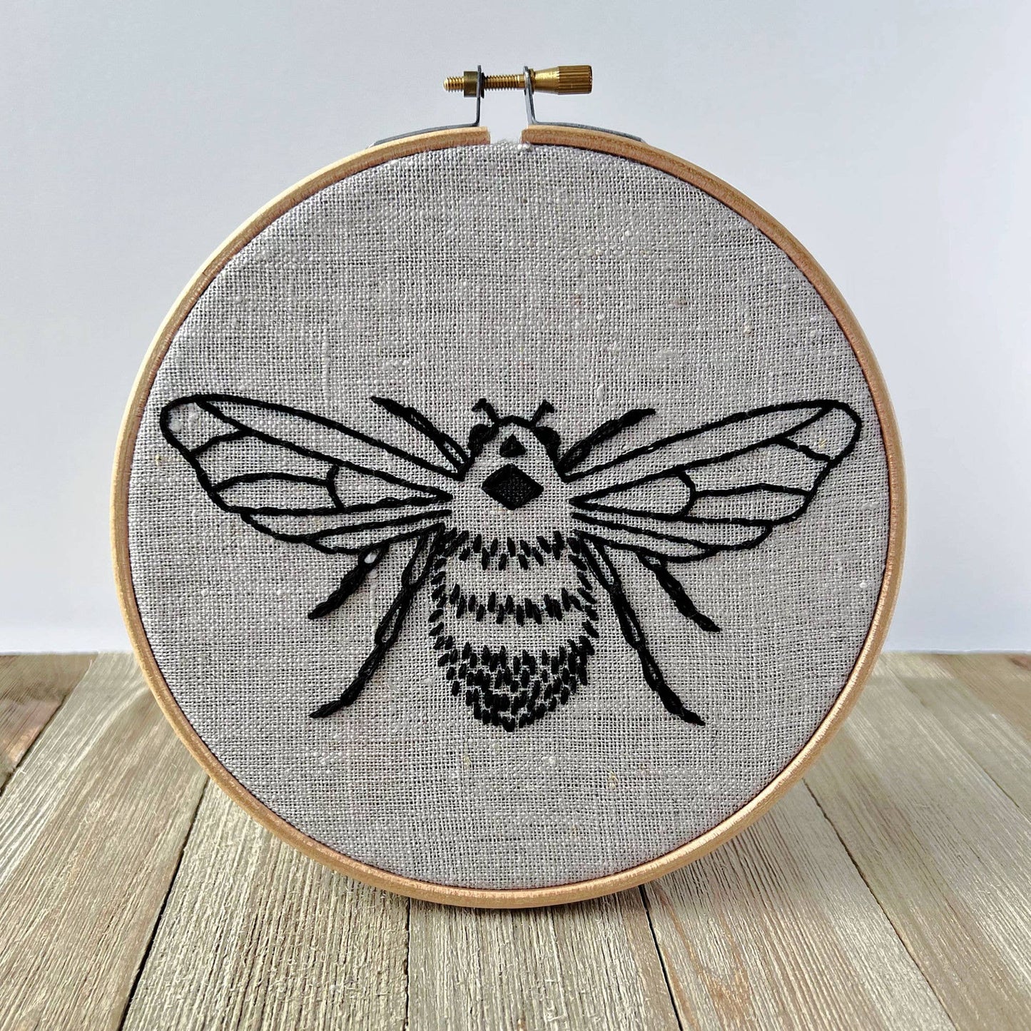 Bee Embroidery Kit: Grey/White