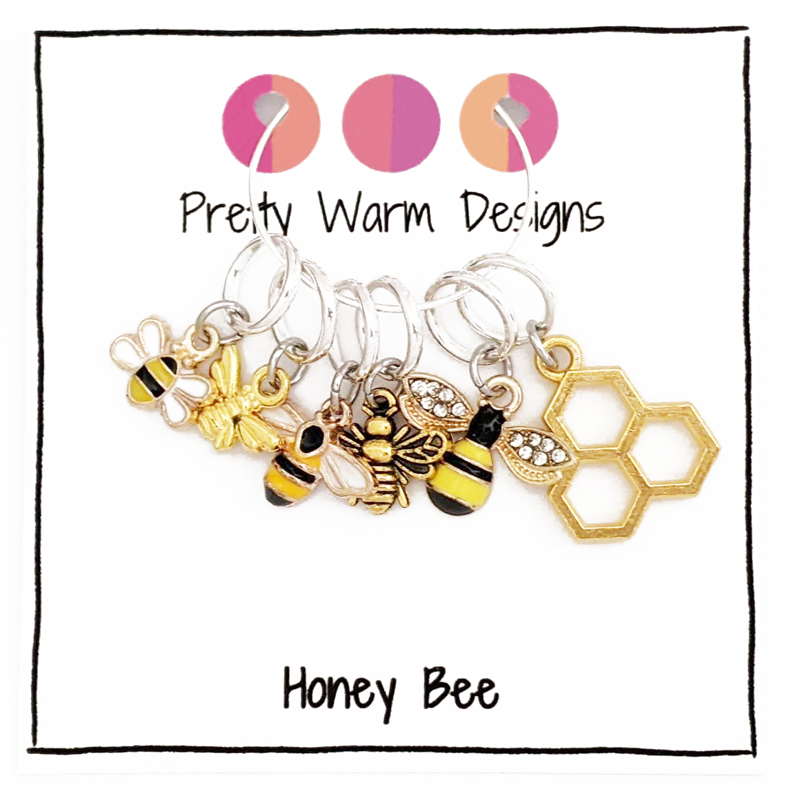 Honey Bee & Honeycomb Stitch Marker Set of 6: Set of 6